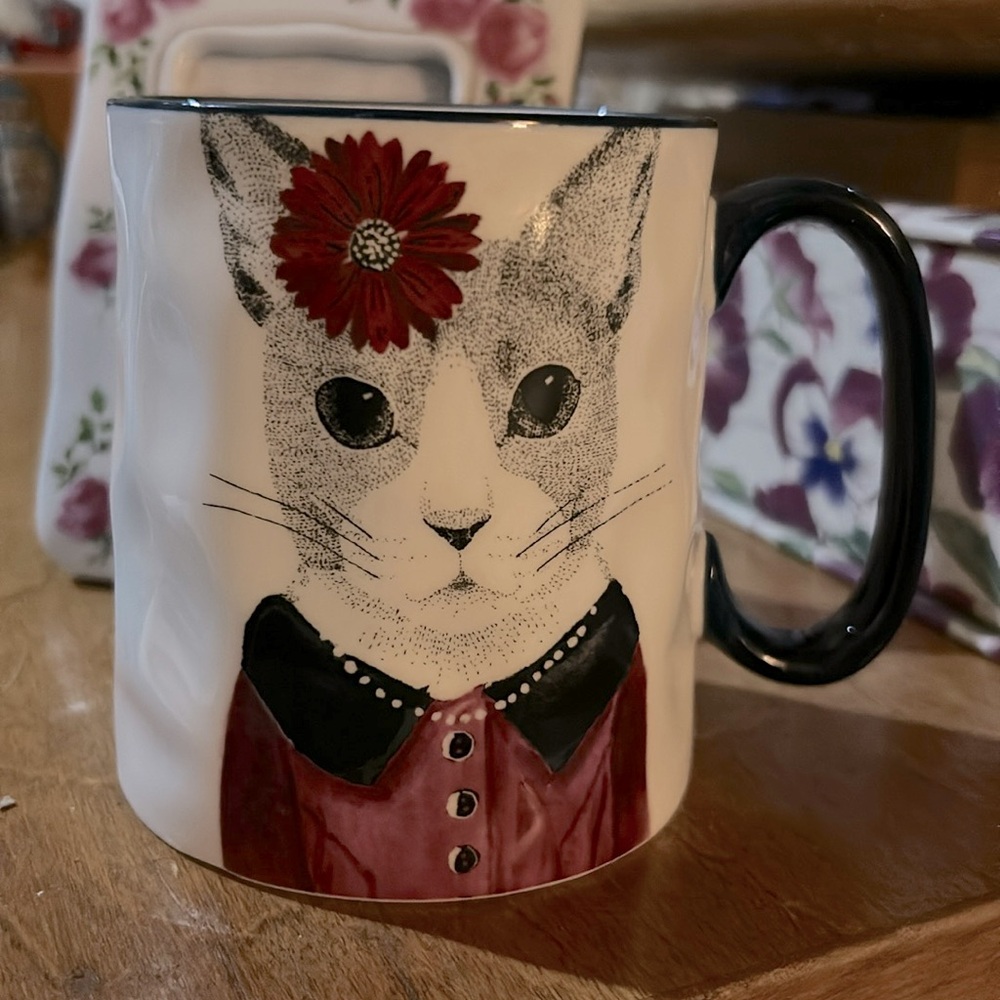 Hipster Animal Coffee Mug  CAT Stoneware by Signature Housewares